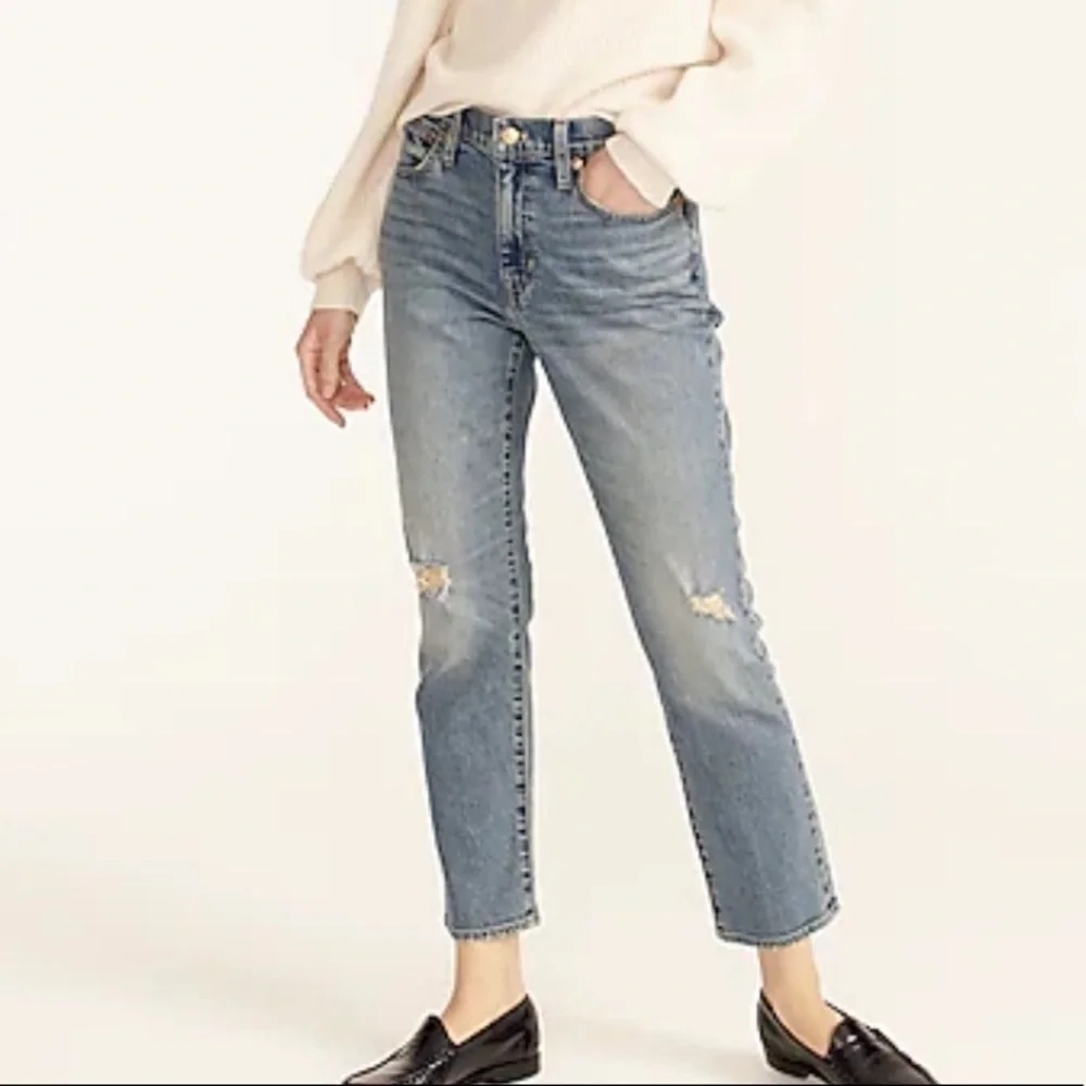 J crew slim boyfriend jeans tinted indigo distressed
